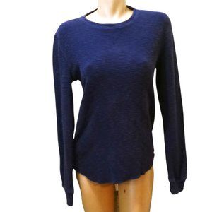 LUCKY BRAND WOMENS BLUE THERMAL LONG SLEEVE TOP SIZE XS